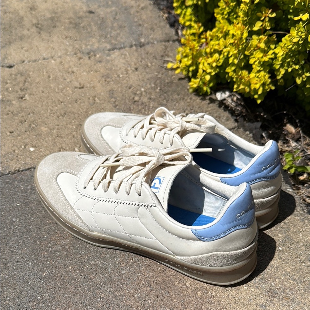 Cream and Blue Sneakers